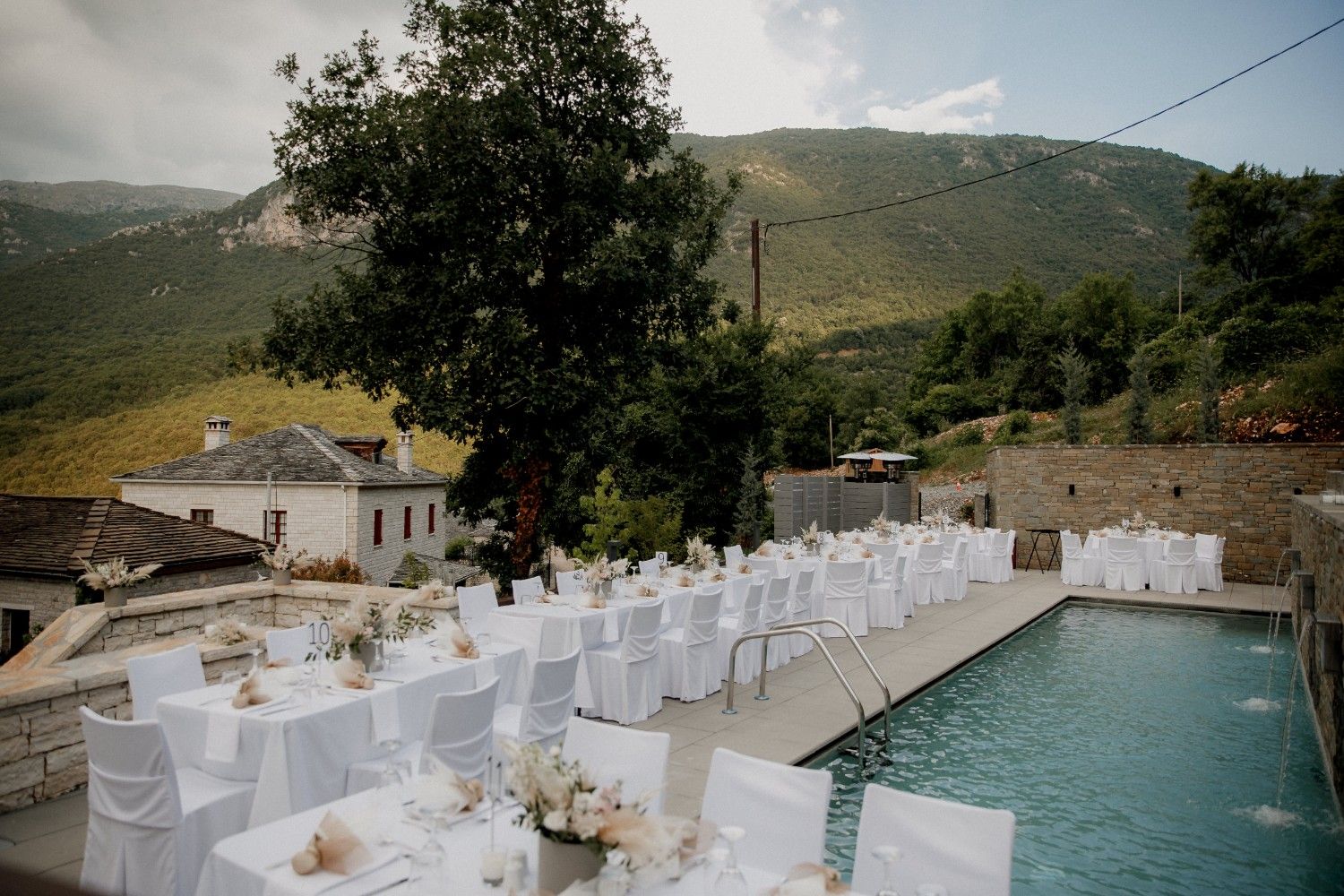 wide view of the event space of a luxury hotel